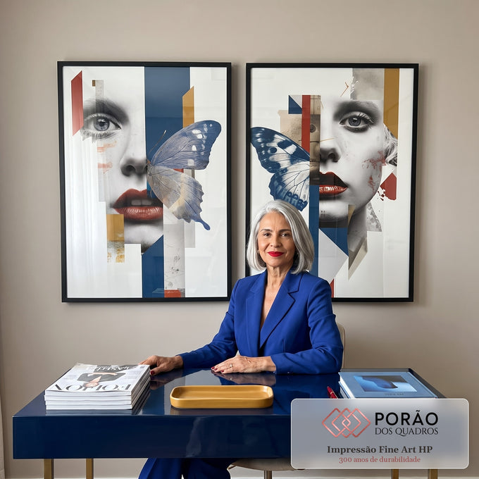 Quadro Decorativo Mulher Abstrata e Enigmática em escritorio moderno - quadros decorativos para sala