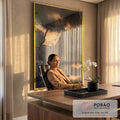 Quadro Decorativo Face Abstrata Dourada em escritorio moderno - quadros decorativos para sala