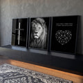 Quadro Decorativo Leão Majestoso: Transcenda com Fé em ambiente decorado - quadros decorativos para sala