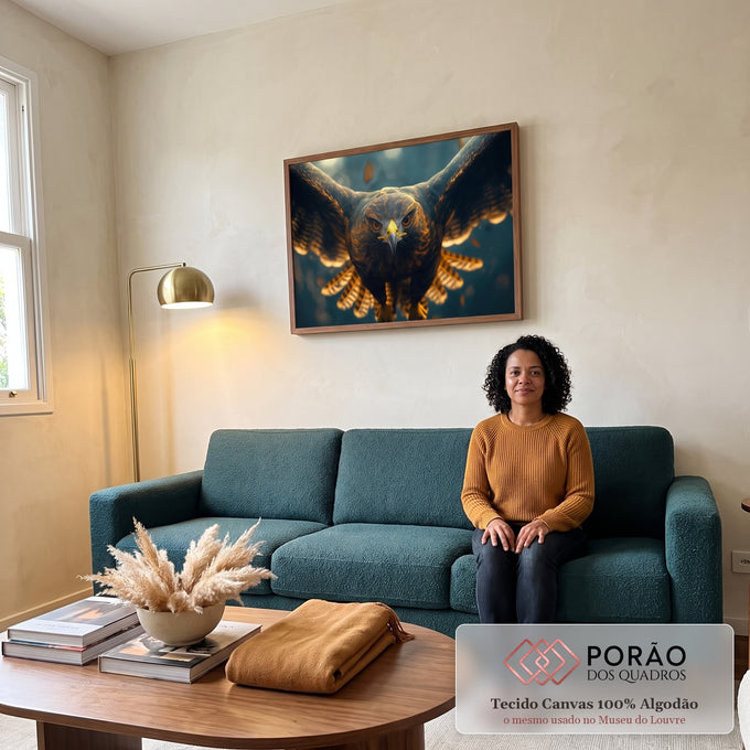 Quadro Decorativo Elegância do Falcão Arte que Inspira em sala de estar moderna - quadros decorativos para sala