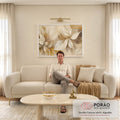 Quadro Decorativo Folhas Elegantes em sala de estar moderna - quadros decorativos para sala