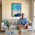 Quadro Decorativo Fascinante Abstração em Azul em sala de estar moderna - quadros decorativos para sala