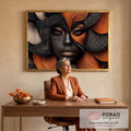 Quadro Decorativo Mulher Arte Inspiradora sobre Tons Escuros em escritorio moderno - quadros decorativos para sala