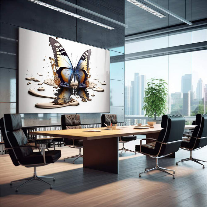 Quadro Decorativo Borboleta em Movimento - Toque Elegante - quadros decorativos 1 Tela, 1 Tela Horizontal - em escritorio elegante