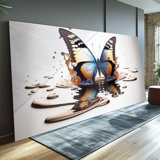 Quadro Decorativo Borboleta em Movimento - Toque Elegante - quadros decorativos para sala 1 Tela, 1 Tela Horizontal - em ambiente decorado