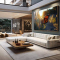 Quadro Decorativo Belíssima Borboleta Monarca em Jardim - quadros decorativos para sala 1 Tela, 1 Tela Horizontal - em quarto contemporaneo