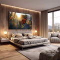 Quadro Decorativo Belíssima Borboleta Monarca em Jardim - quadros decorativos 1 Tela, 1 Tela Horizontal - em sala moderna