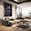 Quadro Decorativo: Borboletas Coloridas, Um Toque de Magia - quadros decorativos para sala 1 Tela Vertical, 3 Telas - em living room premium