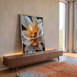 Quadro Decorativo Inspirador: Flor Realista - Arte para Sua Casa em ambiente decorado - quadros decorativos para sala