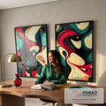 Quadro Decorativo Abstrato com Cores Vibrantes em escritorio moderno - quadros decorativos para sala