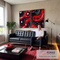 Quadro Decorativo Abstrato com Formas Circulares em sala de estar moderna - quadros decorativos para sala