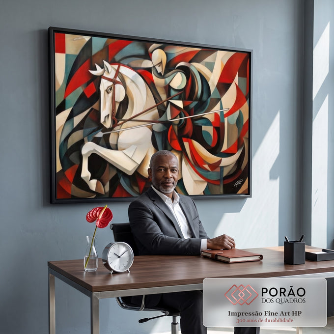 Quadro Decorativo São Jorge Abstrato - Elegância e Modernidade para Sua Decoração em escritorio moderno - quadros decorativos para sala
