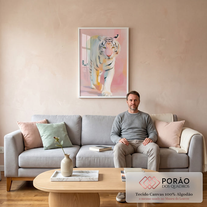 Quadro Decorativo Tigre Moderno em sala de estar moderna - quadros decorativos para sala
