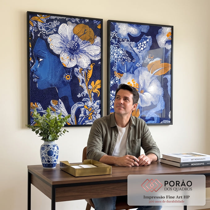Quadro Decorativo Feminino Flores & Serenidade em escritorio moderno - quadros decorativos para sala