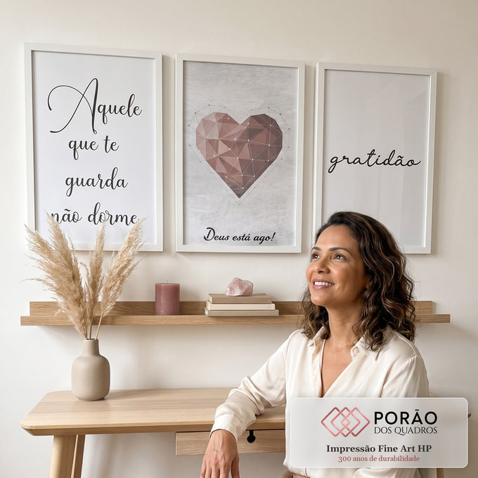 Quadro Decorativo Corações & Palavras: Inspire seu Lar em escritorio moderno - quadros decorativos para sala