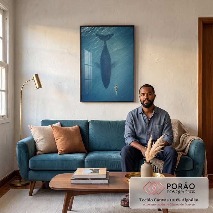 Quadro Decorativo: Baleia Oceano - Chama Para Aventura em sala de estar moderna - quadros decorativos para sala