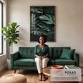 Quadro Decorativo Folhagem Tropical: Elegância Pura em sala de estar moderna - quadros decorativos para sala