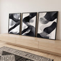 Quadro Decorativo Minimalista Abstrato Preto e Branco em ambiente decorado - quadros decorativos para sala