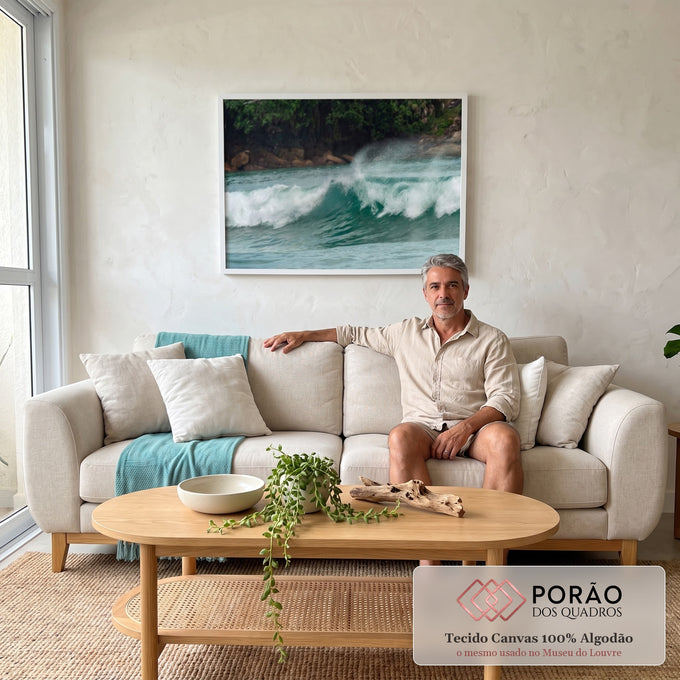 Quadro Decorativo Ondas serenas - Inspira Tranquilidade em sala de estar moderna - quadros decorativos para sala