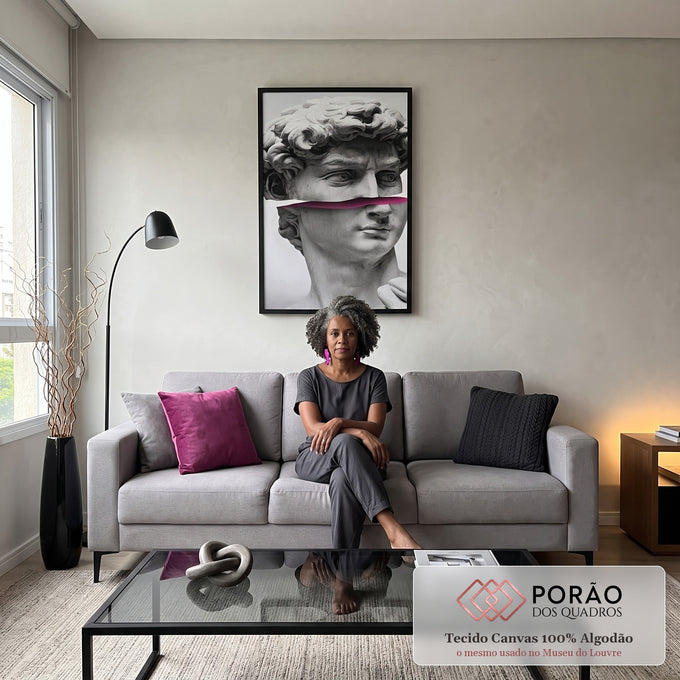 Quadro Decorativo: Jogo de Luz em Esculturas Monocromáticas em sala de estar moderna - quadros decorativos para sala