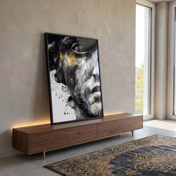 Quadro Decorativo Elegância Abstrata em ambiente decorado - quadros decorativos para sala
