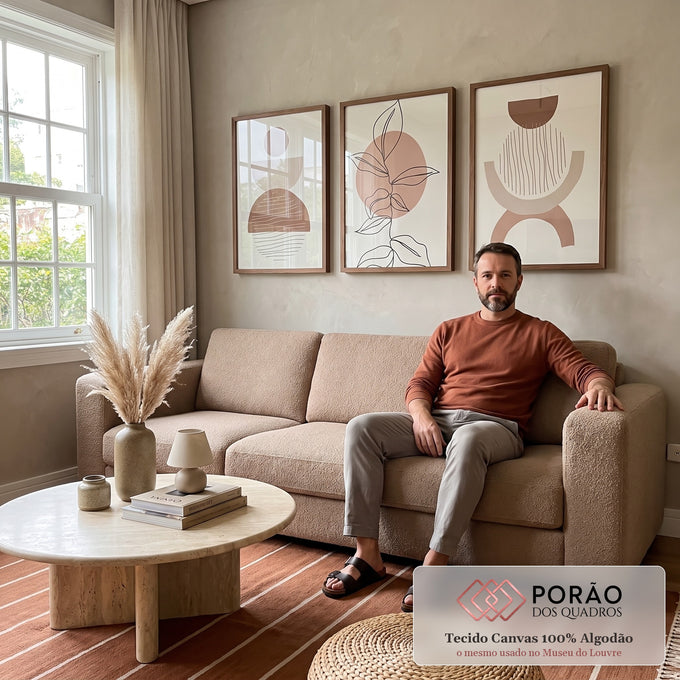 Quadro Decorativo: Oasis Terroso - Arte que Inspira Serenidade em sala de estar moderna - quadros decorativos para sala