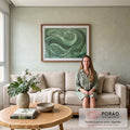 Quadro Decorativo Pincelada Serenidade Verde em sala de estar moderna - quadros decorativos para sala