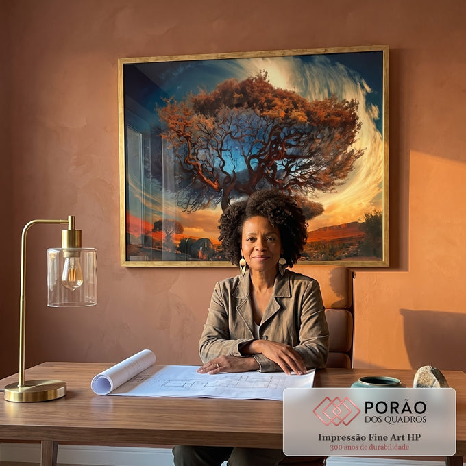 Quadro Decorativo Árvore da Elegância: Sinônimo de Paz em escritorio moderno - quadros decorativos para sala