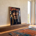 Quadro Decorativo - O Líder Indígena em Arte em ambiente decorado - quadros decorativos para sala
