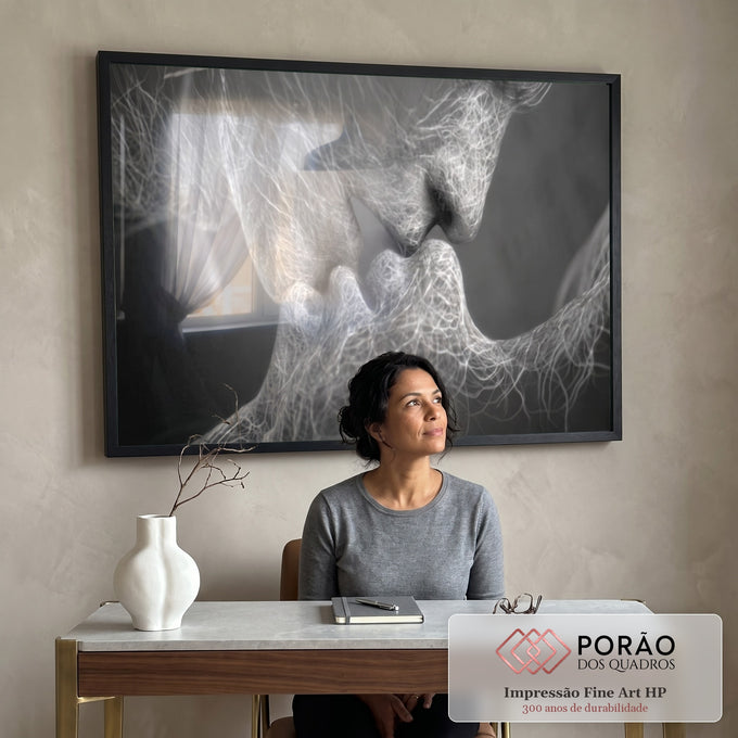 Quadro Decorativo: Beijo de Amor Intenso e Paixão em escritorio moderno - quadros decorativos para sala