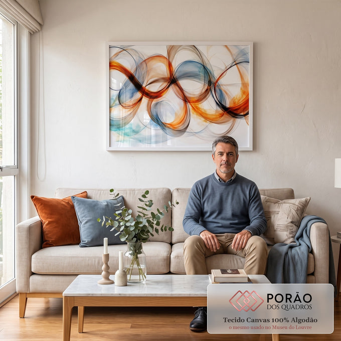 Quadro Decorativo Energia Abstrata em sala de estar moderna - quadros decorativos para sala