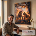 Quadro Decorativo - Família de Leões | Beleza e Emoção na Sua Parede em escritorio moderno - quadros decorativos para sala