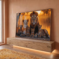Quadro Decorativo Majestosa Família de Leões em ambiente decorado - quadros decorativos para sala