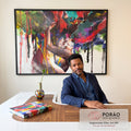 Quadro Decorativo Abraço Colorido: Paixão e Amor em escritorio moderno - quadros decorativos para sala