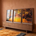 Quadro Decorativo Pôr do Sol Entre Árvores Majestosas em ambiente decorado - quadros decorativos para sala