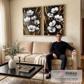 Quadro Decorativo Dupla Magnífica de Flores  Um Toque de Natureza em sala de estar moderna - quadros decorativos para sala