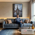 Quadro Decorativo Torre Eiffel Nostálgica em sala de estar moderna - quadros decorativos para sala