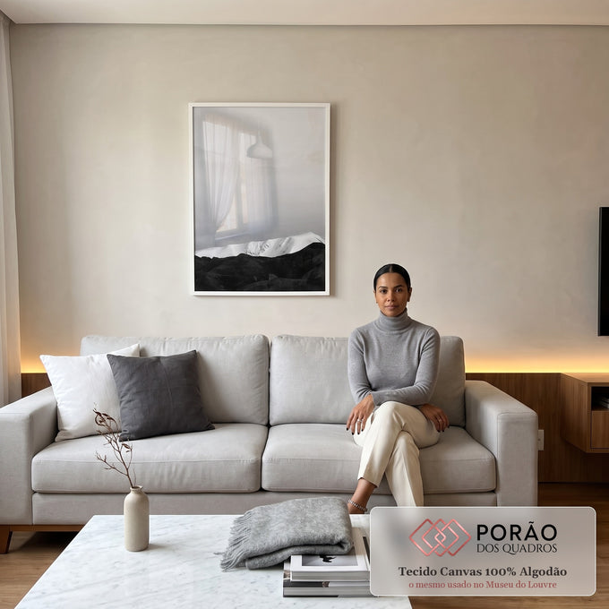 Quadro Decorativo Elegância Monocromática: Luxo Moderno em sala de estar moderna - quadros decorativos para sala
