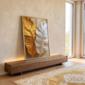 Quadro Decorativo Esplendor das Folhas Douradas em ambiente decorado - quadros decorativos para sala