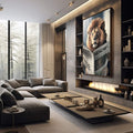 Quadro Decorativo Elegância Minimalista em 3 Frascos - quadros decorativos para sala 1 Tela Vertical, 3 Telas - em living room premium