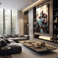 Quadro Decorativo Fascinante Homem de Ferro Lendo - quadros decorativos 1 Tela Vertical, 3 Telas - em sala moderna