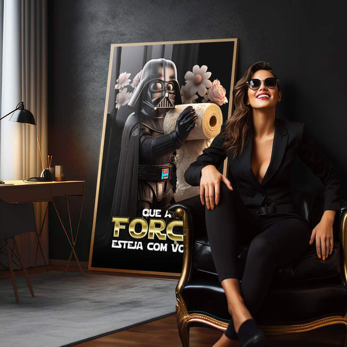 Quadro Decorativo: Inspire Força Jedi em Você - quadros decorativos 1 Tela Vertical, 3 Telas - em sala moderna