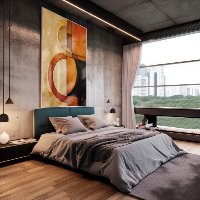 Quadro Decorativo Boho: Viagem às Cores Quentes - quadros decorativos 1 Tela Vertical, 3 Telas - em escritorio elegante