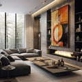 Quadro Decorativo Boho: Viagem às Cores Quentes - quadros decorativos 1 Tela Vertical, 3 Telas - em sala moderna