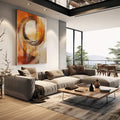 Quadro Decorativo Boho Circulares: Charme em Cores Quentes - quadros decorativos 1 Tela Vertical, 3 Telas - em sala moderna