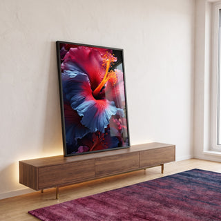 Quadro Decorativo Flor de Hibisco - Elegância Natural para Sua Parede em ambiente decorado - quadros decorativos para sala