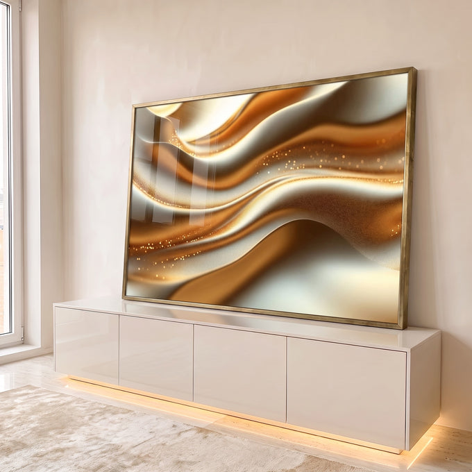 Quadro Decorativo Fluidez Abstrata Arte Contemporânea em ambiente decorado - quadros decorativos para sala
