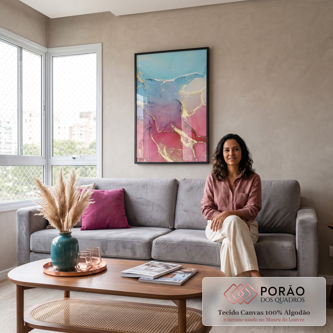 Quadro Decorativo Abstrato Colors: Toque de Magia em sala de estar moderna - quadros decorativos para sala