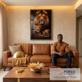 Quadro Decorativo Família de Leão com 2 Filhotes - Sofisticação e Estilo para Sua Decoração em sala de estar moderna - quadros decorativos para sala