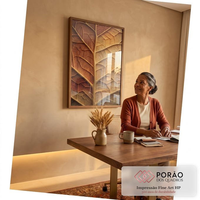Quadro Decorativo Folha Gigante Aconchegante em escritorio moderno - quadros decorativos para sala